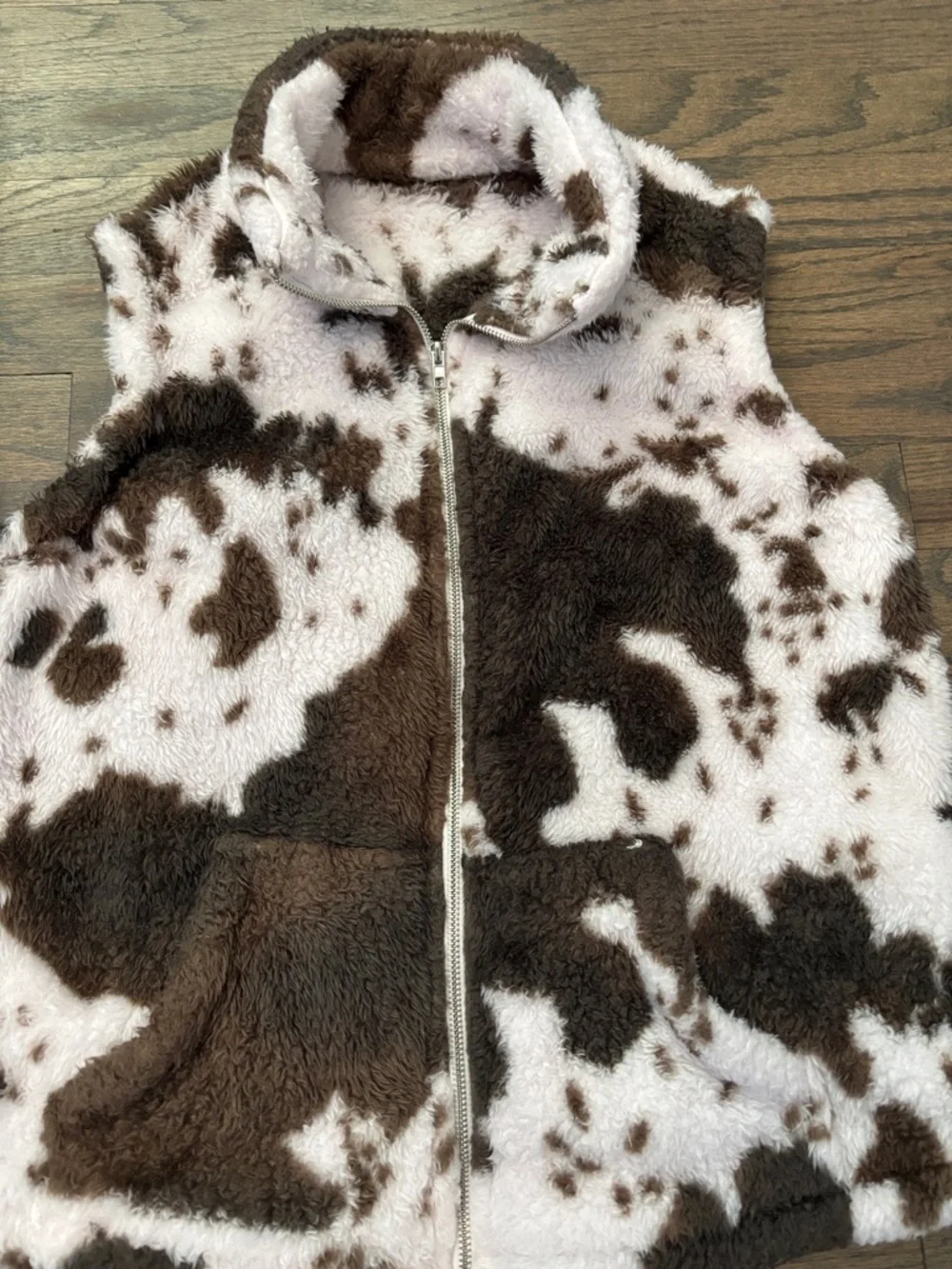 SHEIN Brown and White Fuzzy Vest